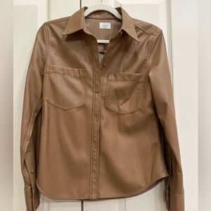 Wilfred Aritzia Brown Leather Button Down